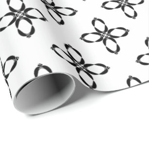 Papier Cadeau Fleur de pingouin noir et blanc