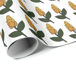 Papier Cadeau Fleur de plante de crevette jaune doré Floral