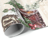 Papier Cadeau Fleur de poinsettie rouge et blanche de Noël class (Coin rond)