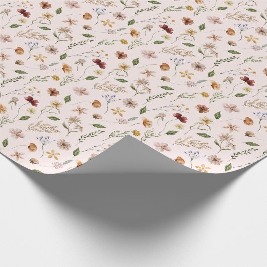 Papier Cadeau Fleur de prairie Fleur sauvage de printemps rose (Coin)