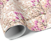 Papier Cadeau Fleur de printemps rose pourpre en floraison (Coin rond)
