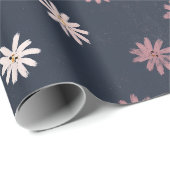 Papier cadeau Fleur de Printemps Sombre Daisy (Coin rond)