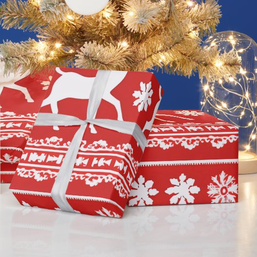 Papier Cadeau Fleur de rennes rouges et blancs Noël moderne (Vacances)