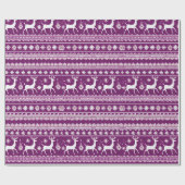 Papier Cadeau Fleur de rennes violets et blancs Noël moderne (Plat)