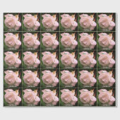 Papier Cadeau Fleur de rose blanche personnalisée (Plat)
