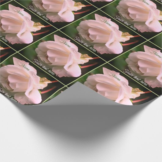 Papier Cadeau Fleur de rose blanche personnalisée (Coin)