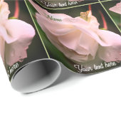 Papier Cadeau Fleur de rose blanche personnalisée (Coin rond)