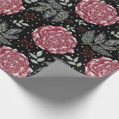 Papier Cadeau Fleur de rose d'hiver (Coin)