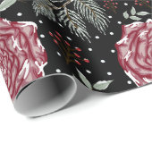 Papier Cadeau Fleur de rose d'hiver (Coin rond)