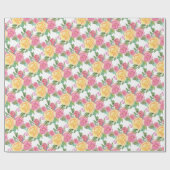 Papier Cadeau Fleur de rose jaune rose  (Plat)