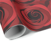 Papier Cadeau Fleur de rose rouge (Coin rond)