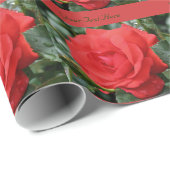 Papier Cadeau Fleur de rose rouge en fleurs (Coin rond)