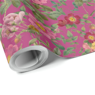 Papier cadeau Fleur de Rose Sauvage Vintage en Ros