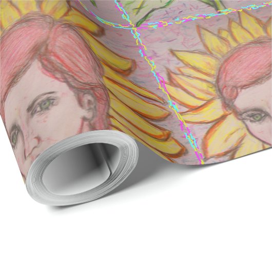 Papier Cadeau Fleur de soleil (Coin rond)