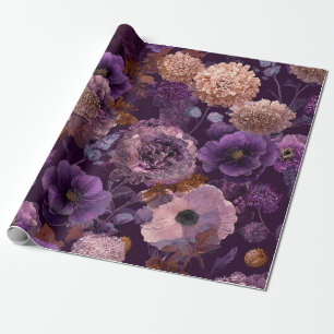 Papier Cadeau Fleur de style bohème vintage gras botanique viole