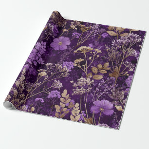 Papier Cadeau Fleur de style bohème vintage gras botanique viole