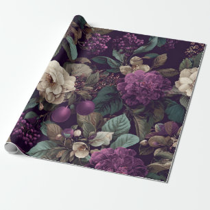 Papier Cadeau Fleur de style bohème vintage gras botanique viole