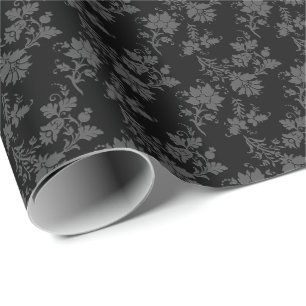 Papier Cadeau Fleur de style gothique noir 