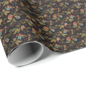 Papier Cadeau Fleur de style slavon sombre (Coin rond)