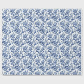 Papier Cadeau Fleur de toile indigo (Plat)