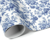 Papier Cadeau Fleur de toile indigo (Coin rond)