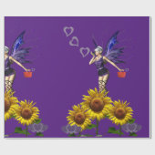 Papier Cadeau Fleur de tournesol Coeurs rouges Papier d'envelopp (Plat)