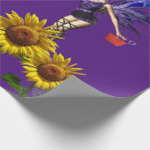 Papier Cadeau Fleur de tournesol Coeurs rouges Papier d'envelopp (Coin)