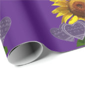 Papier Cadeau Fleur de tournesol Coeurs rouges Papier d'envelopp (Coin rond)