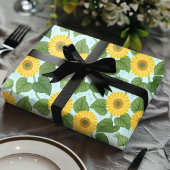 Papier Cadeau Fleur de tournesol jaune rustique