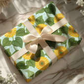 Papier Cadeau Fleur de tournesol jaune rustique