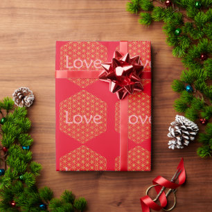 Papier cadeau fleur de vie amour de Noël