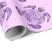 Papier Cadeau Fleur de vie / Blume des Lebens - tortue violet (Coin rond)
