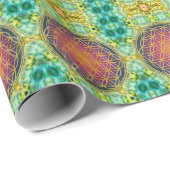 Papier Cadeau Fleur de vie - or - fractale 2 (Coin rond)