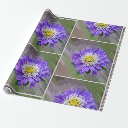 Papier Cadeau fleur de violet bleu (Déroulé)