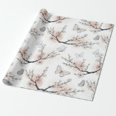 Papier Cadeau Fleur d'Élégant Papillon (11) (Déroulé)