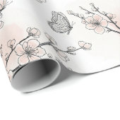 Papier Cadeau Fleur d'Élégant Papillon (11) (Coin rond)