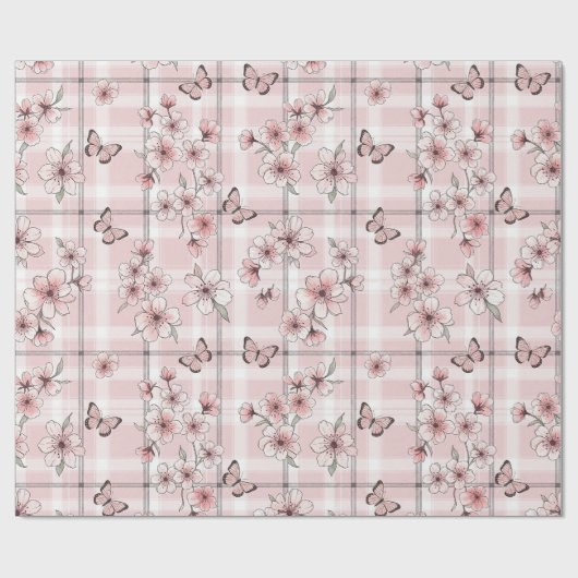 Papier Cadeau Fleur d'Élégant Papillon (2) (Plat)