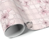 Papier Cadeau Fleur d'Élégant Papillon (4) (Coin rond)