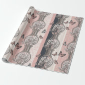 Papier Cadeau Fleur d'Élégant Papillon (5) (Déroulé)