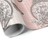 Papier Cadeau Fleur d'Élégant Papillon (5) (Coin rond)