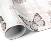 Papier Cadeau Fleur d'Élégant Papillon (6) (Coin rond)