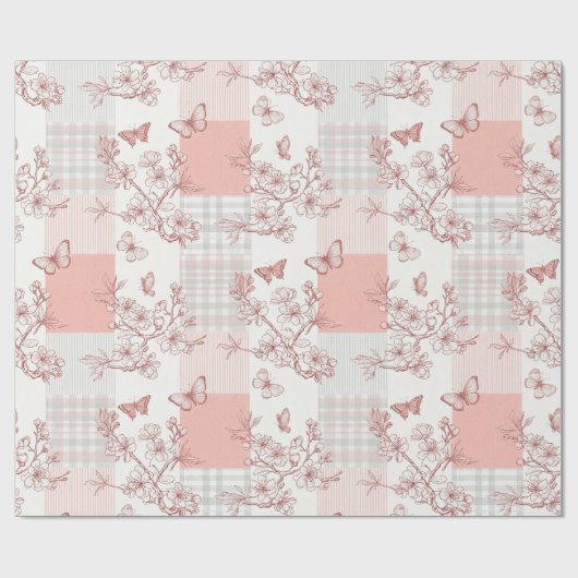 Papier Cadeau Fleur d'Élégant Papillon (7) (Plat)