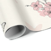 Papier Cadeau Fleur d'Élégant Papillon (9) (Coin rond)