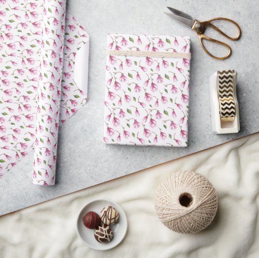 Papier Cadeau Fleur Délicate de Magnolia (Artisanat)