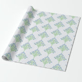 Papier Cadeau Fleur d'espalier en ardoise et vert (Déroulé)