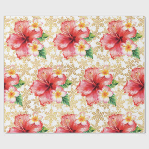 Papier Cadeau Fleur d'Hibiscus d'Hawaï thème de Noël