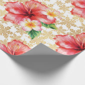 Papier Cadeau Fleur d'Hibiscus d'Hawaï thème de Noël (Coin)