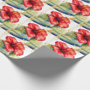 Papier Cadeau Fleur d'Hibiscus d'Hawaï thème de Noël