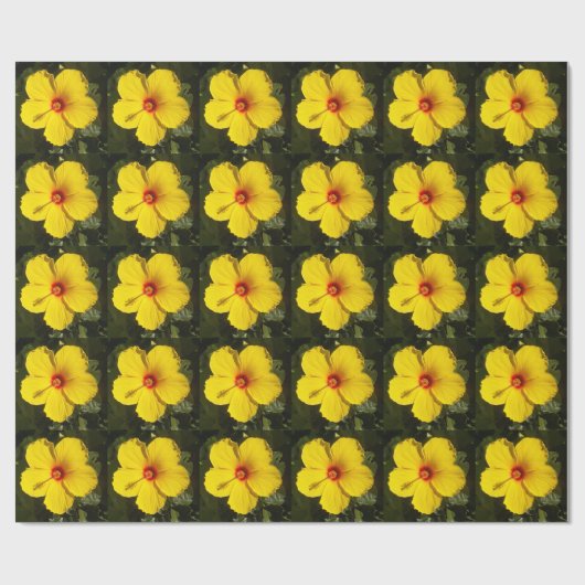 Papier Cadeau Fleur d'Hibiscus jaune (Plat)