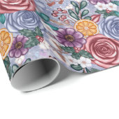 Papier Cadeau Fleur d'hiver Yule Papier d'enveloppement de Noël (Coin rond)